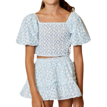 Load image into Gallery viewer, Girl&#39;s 2-Piece Floral Puff-Sleeve Top &amp; Skort
