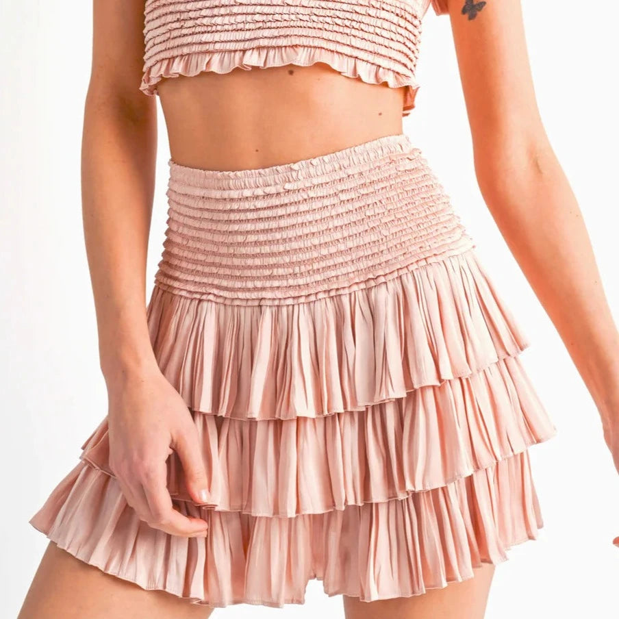 Blush Pink Ruffle Skort