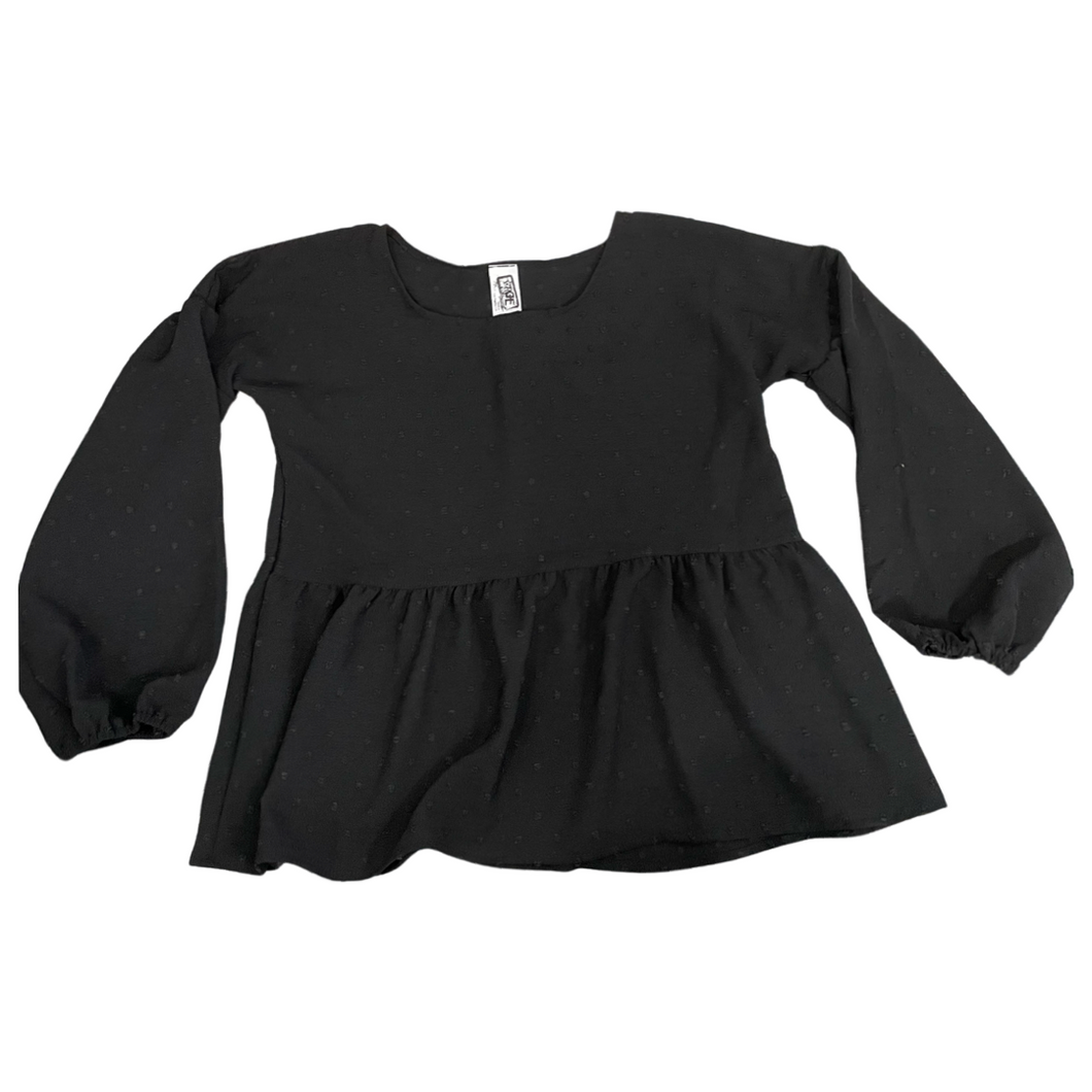 Swiss Dot Top Baby Doll Top Black