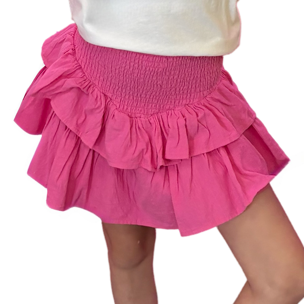 Hot Pink Smocked Waist Maxi Skirt