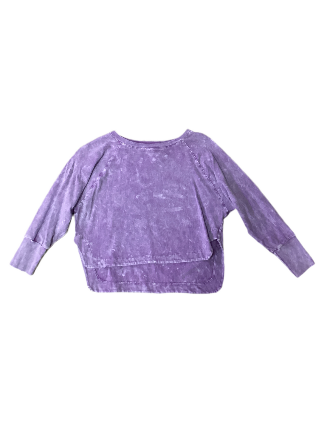 Mineral Wash Long Sleeve Top-Lavender..