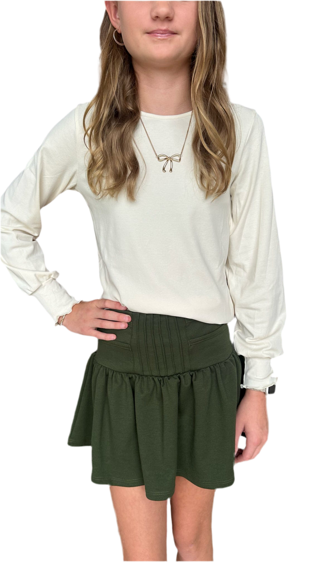 Cream Lettuce Trim Top