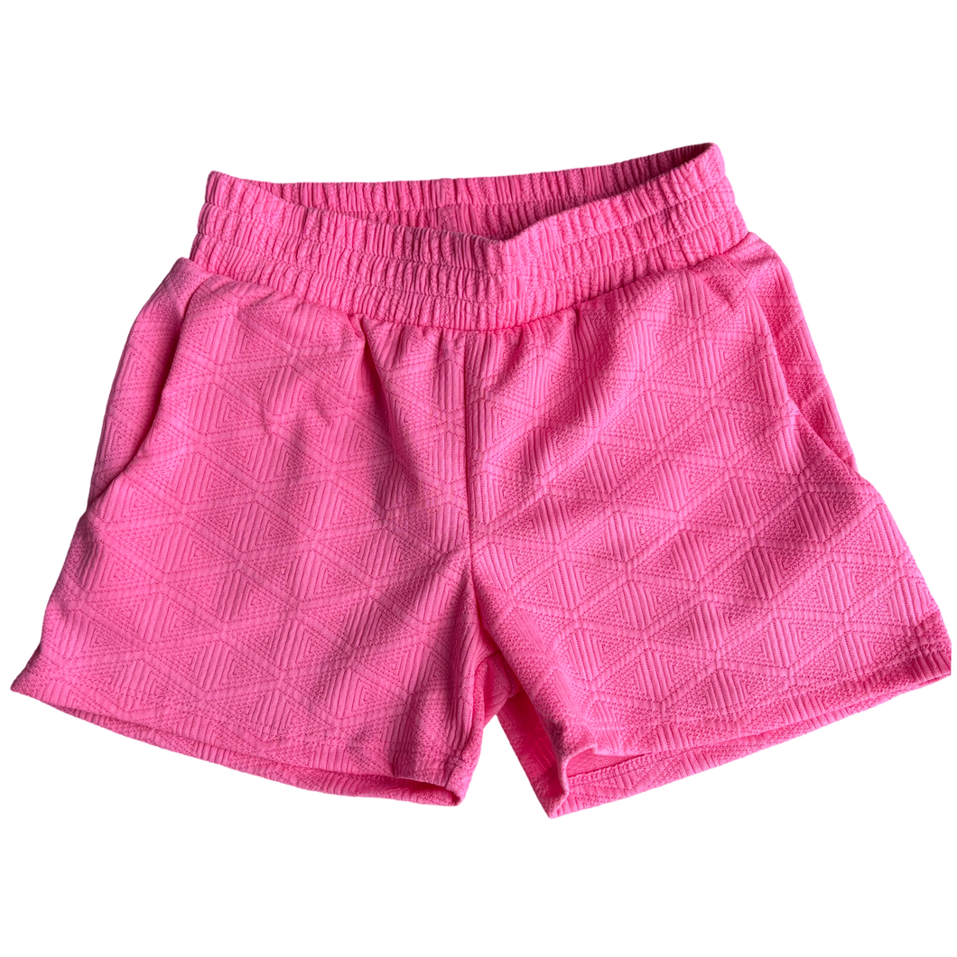 Neon Pink Diamond Pattern Textured Short