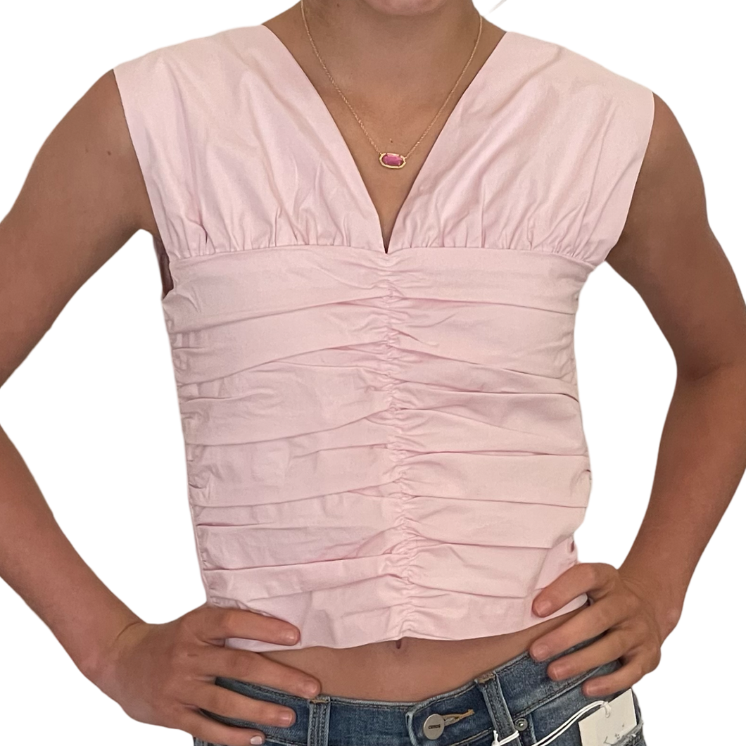 Pink Gathered Sleeveless Top..