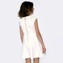 Load image into Gallery viewer, Pleated Neckline Scuba Dress - White
