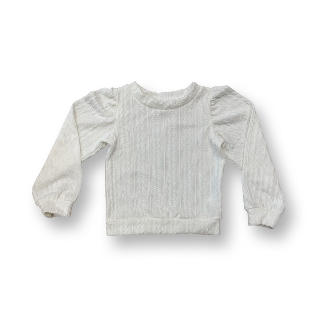 Cream Cable Knit Puff Sleeve Sweater