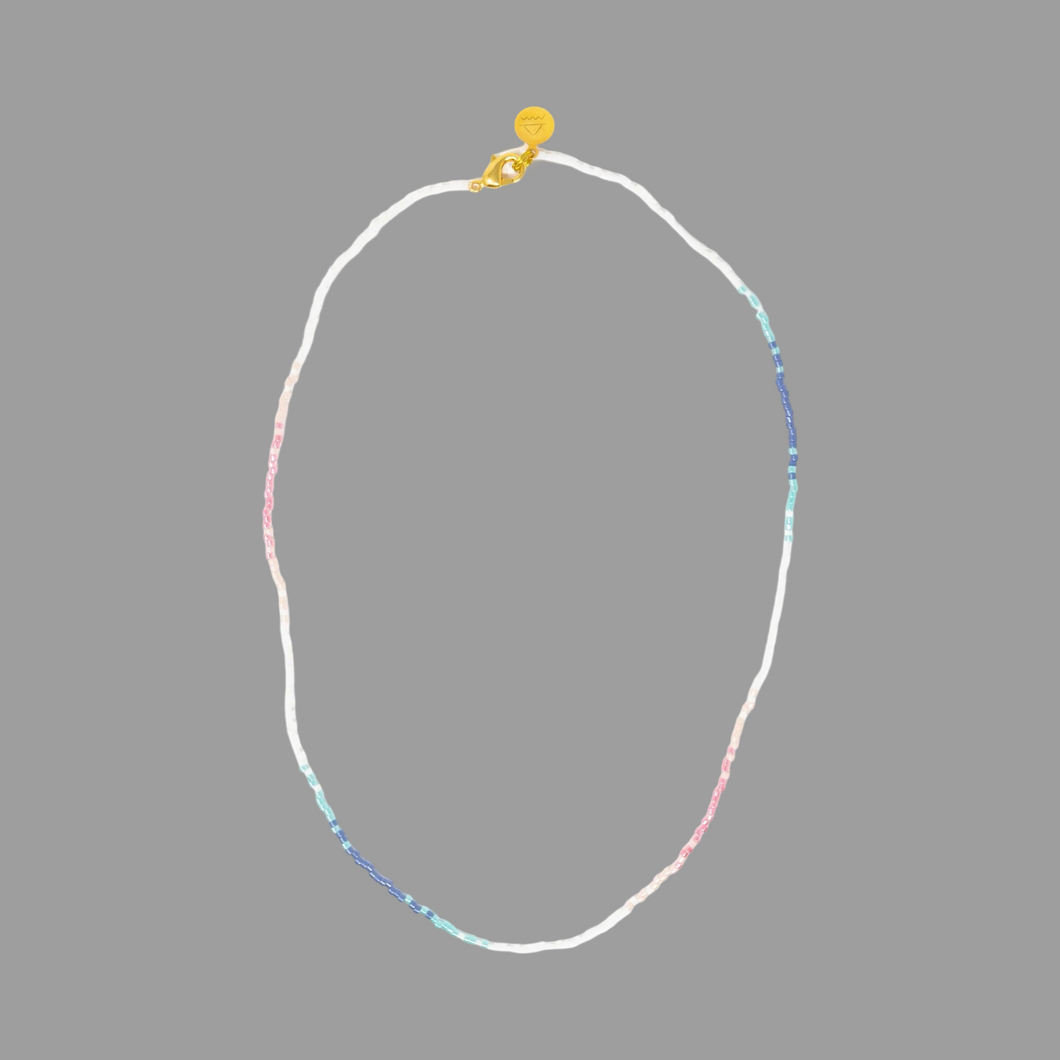 Blue & Pink Luster Color Wunderlust Bead Necklace..