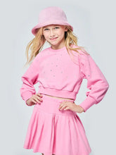 Load image into Gallery viewer, Hot Pink Rhinestone Trimmed Sweatshirt..
