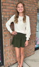 Load image into Gallery viewer, Green Stretch Ruffle Skirt..

