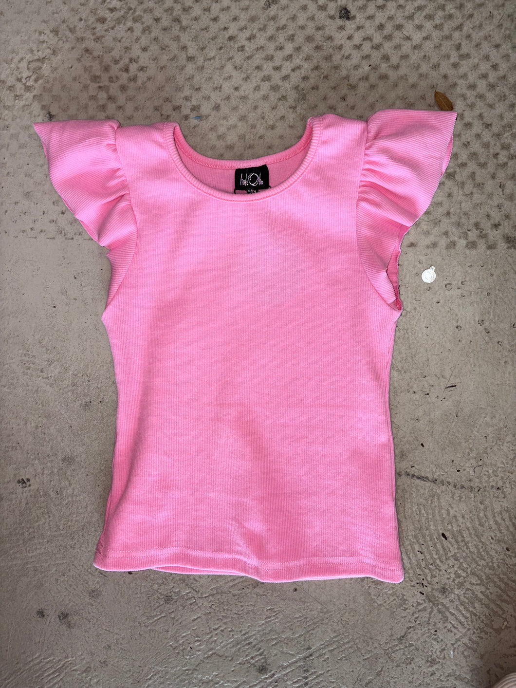 Light Pink Ruffle Sleeve Ribbed Top*