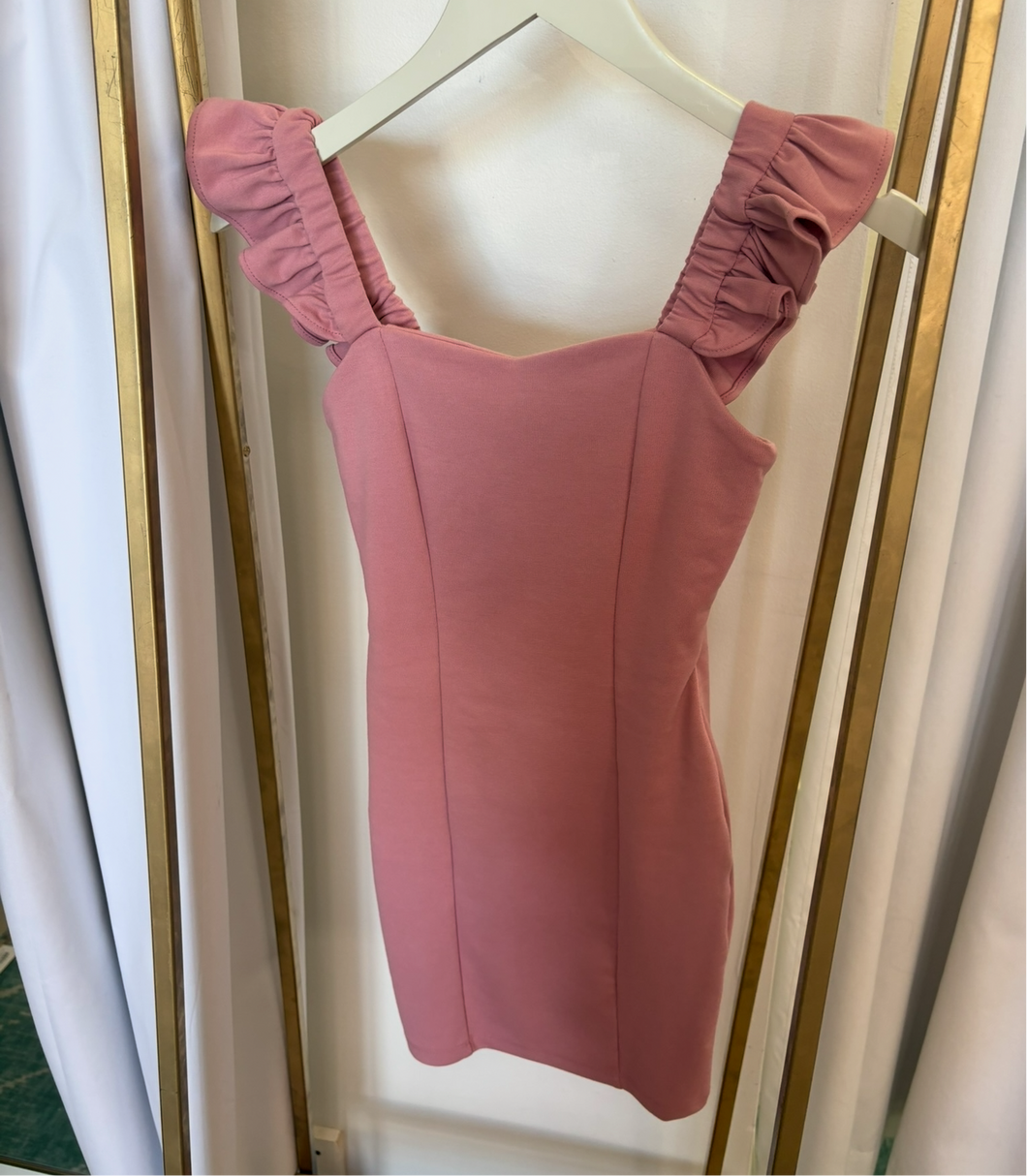 Pink Ruffle Strap Dress*