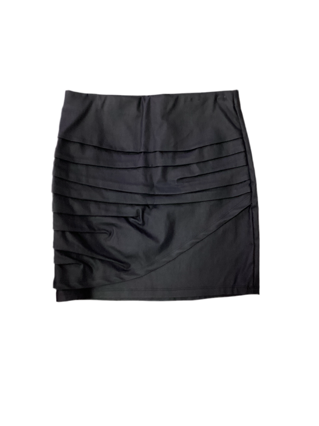 Black Layered Texture Faux Leather Skirt..