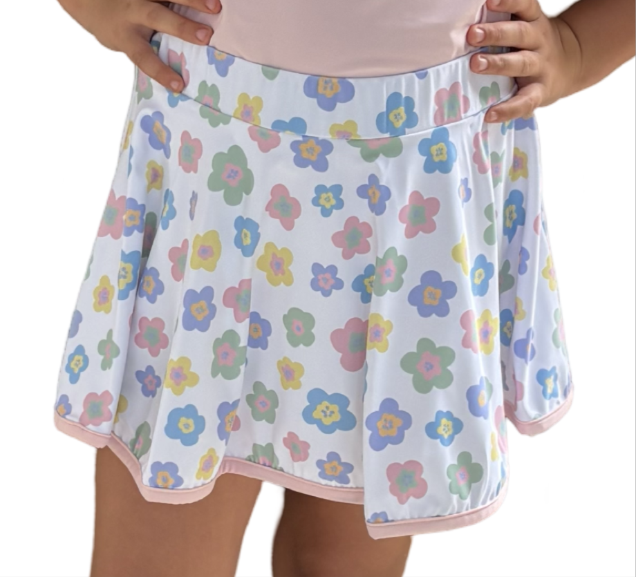 Flower Skort with Pink Trim