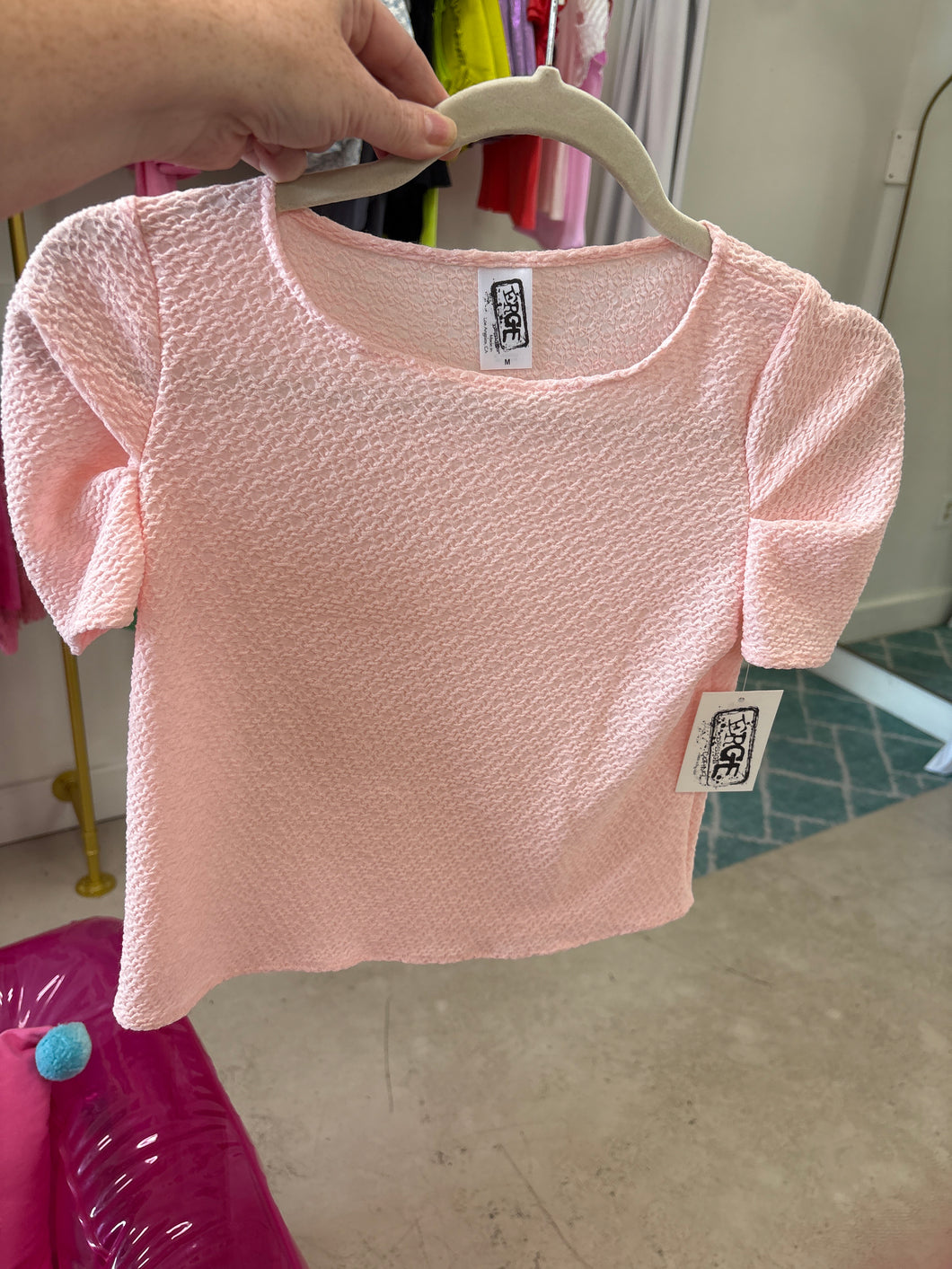 Smocking Knit Top - Light Pink*
