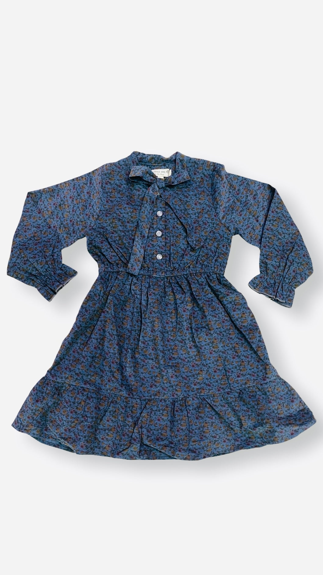 Blue Floral Bow Collar Dress..
