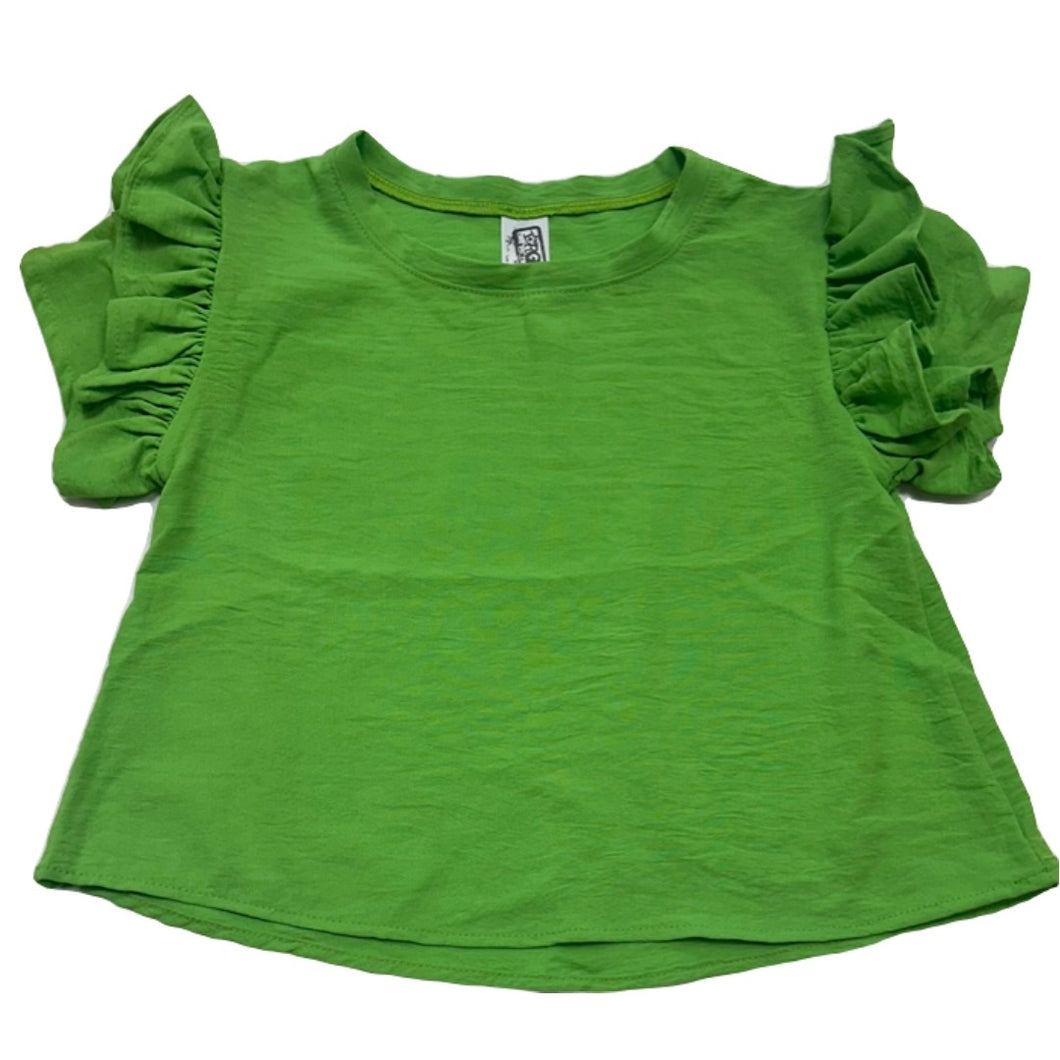 Airflow Ruffle Sleeve Top-Lime..