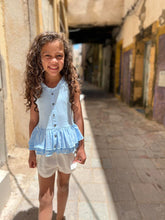 Load image into Gallery viewer, Chambray Blue Peplum Top..
