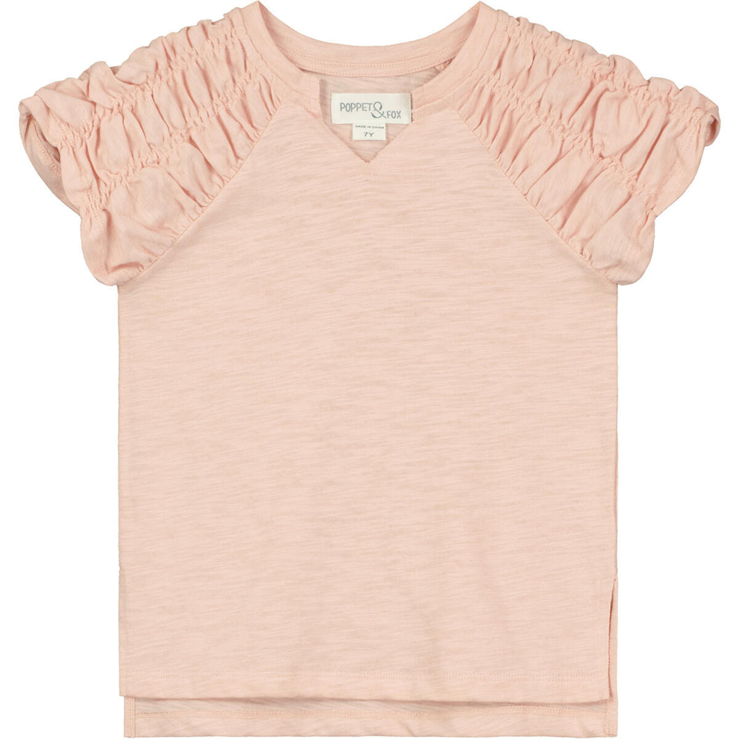 Peach Ruched Sleeve Top..