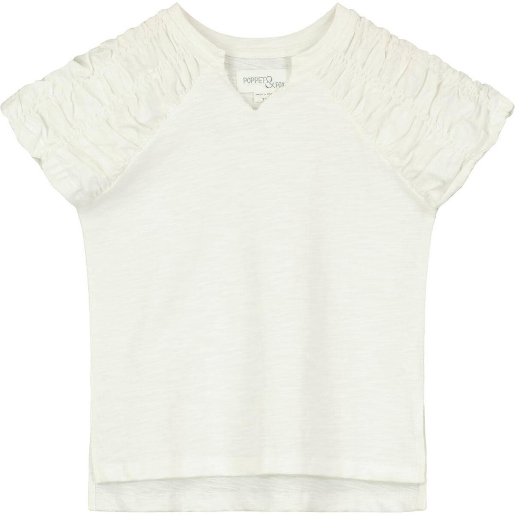 White Ruched Sleeve Top..
