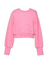 Load image into Gallery viewer, Hot Pink Rhinestone Trimmed Sweatshirt..

