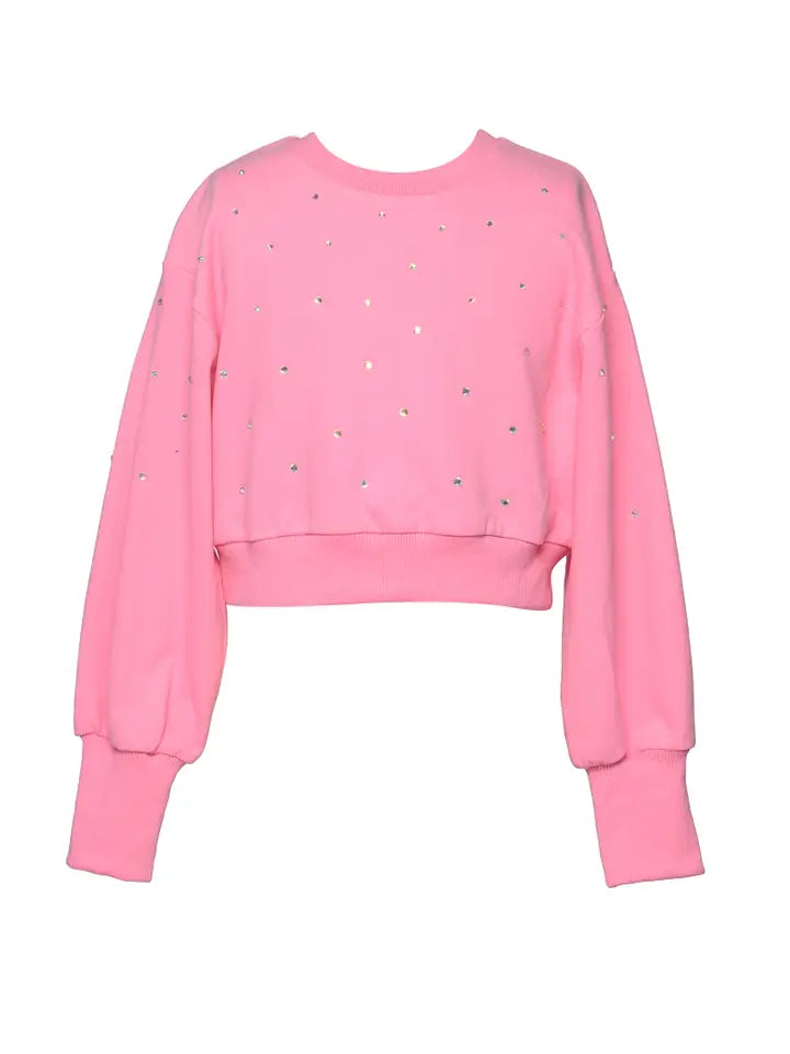 Hot Pink Rhinestone Trimmed Sweatshirt..