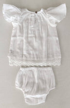 Load image into Gallery viewer, White Textured Plaid Dress with Cap Sleeves &amp; Lace
