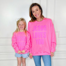 Load image into Gallery viewer, Puff Jesus Loves You Youth Sweatshirt
