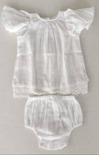 Load image into Gallery viewer, White Textured Plaid Dress with Cap Sleeves &amp; Lace
