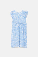 Load image into Gallery viewer, Blue Floral Dress with Ruffles
