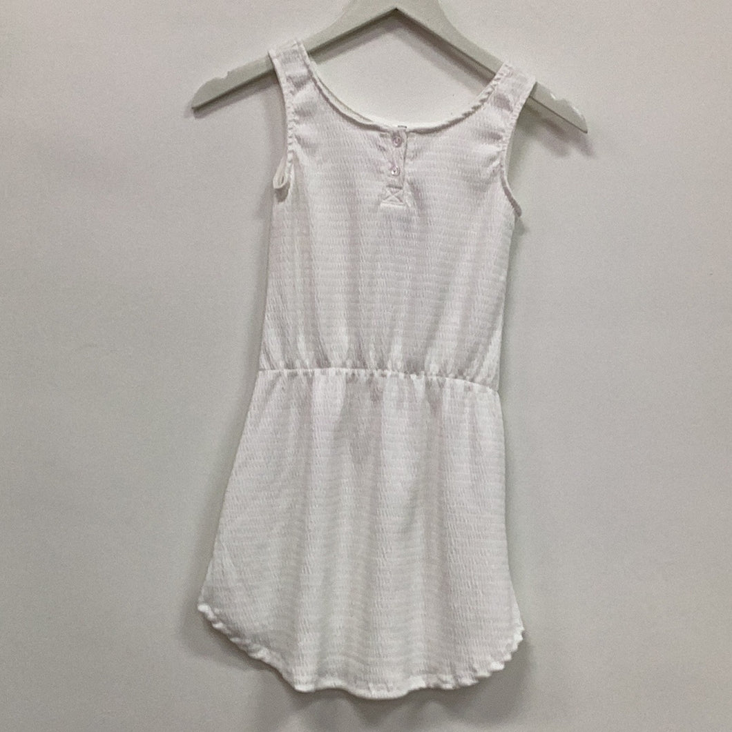 White Solid Button Dress