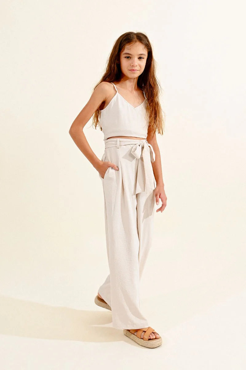 Tan Wide Leg Bow Pant..