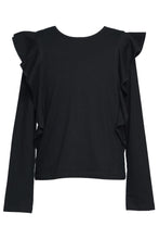 Load image into Gallery viewer, Black Ruffled Long Sleeve Top
