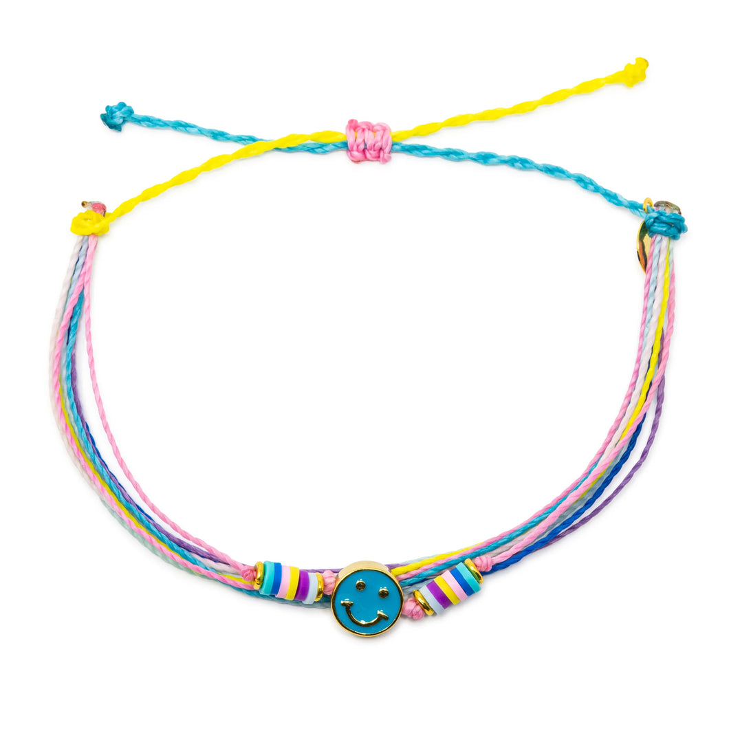 Happy Charm Anklet-Dark Teal Smiley Face