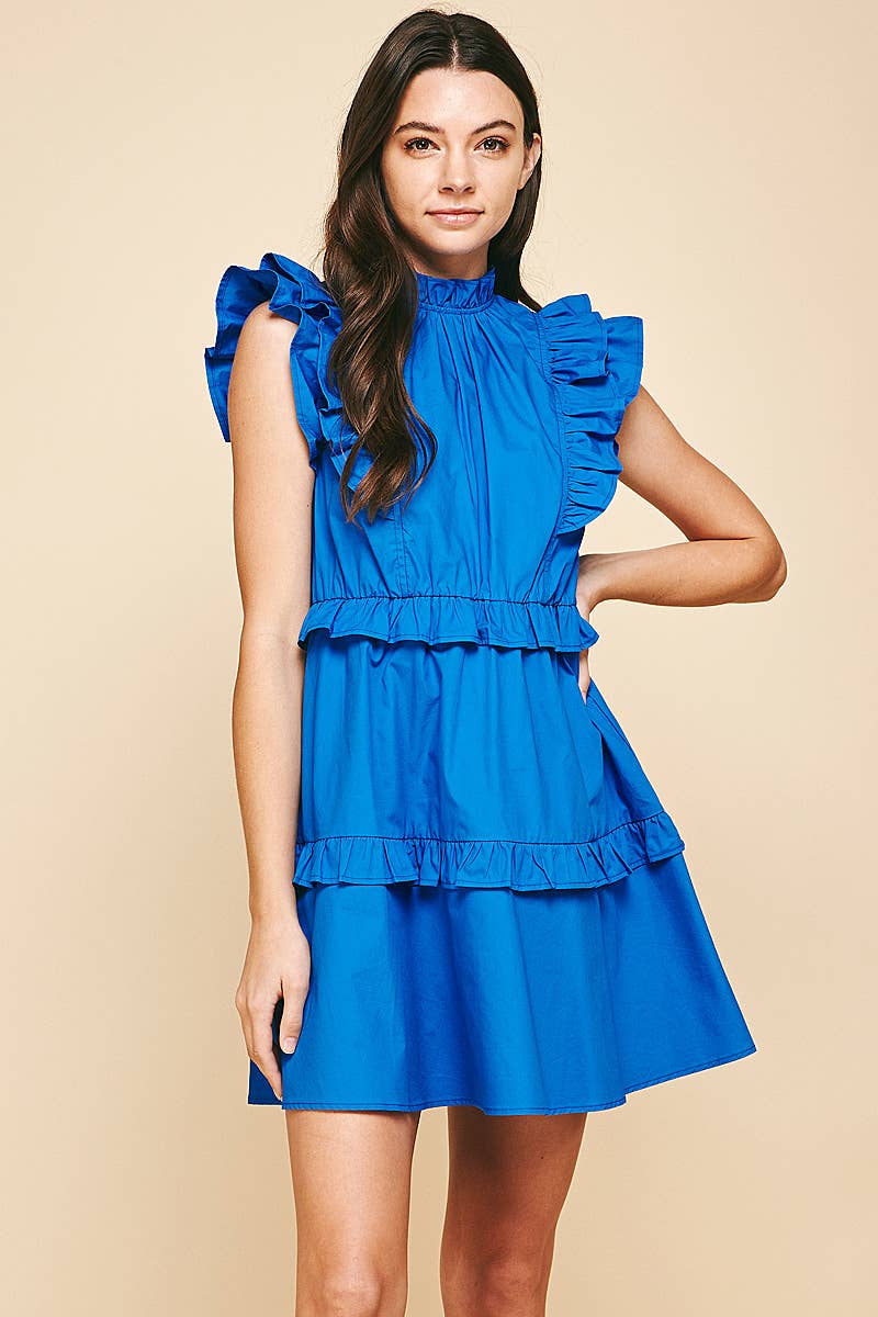 *Teen's Cobalt Blue Ruffle Mini Dress