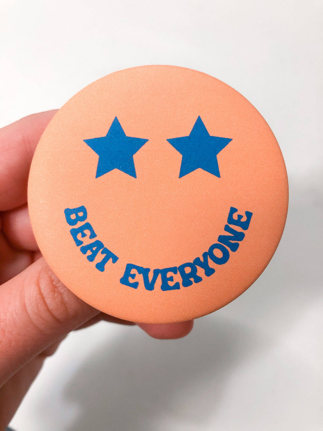 Beat Everyone Button (orange&navy)