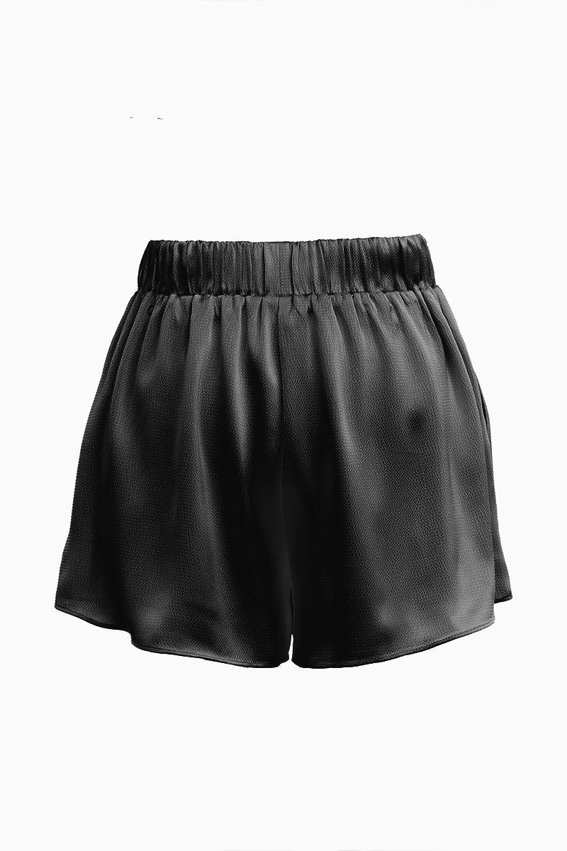 Teen Elastic Waist Flirty Shorts-Black