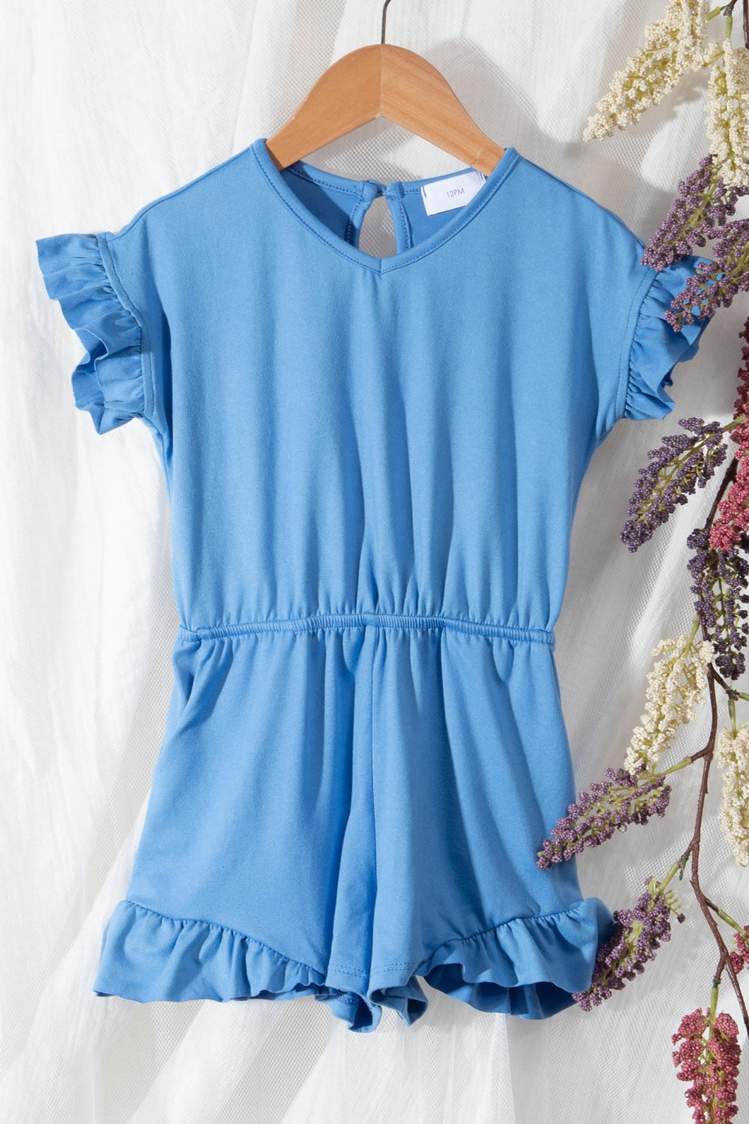 *Girl's Perry Blue Ruffled Hem Romper