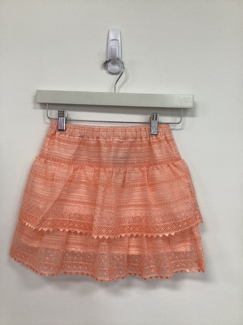 Coral Lace Ruffle Skirt