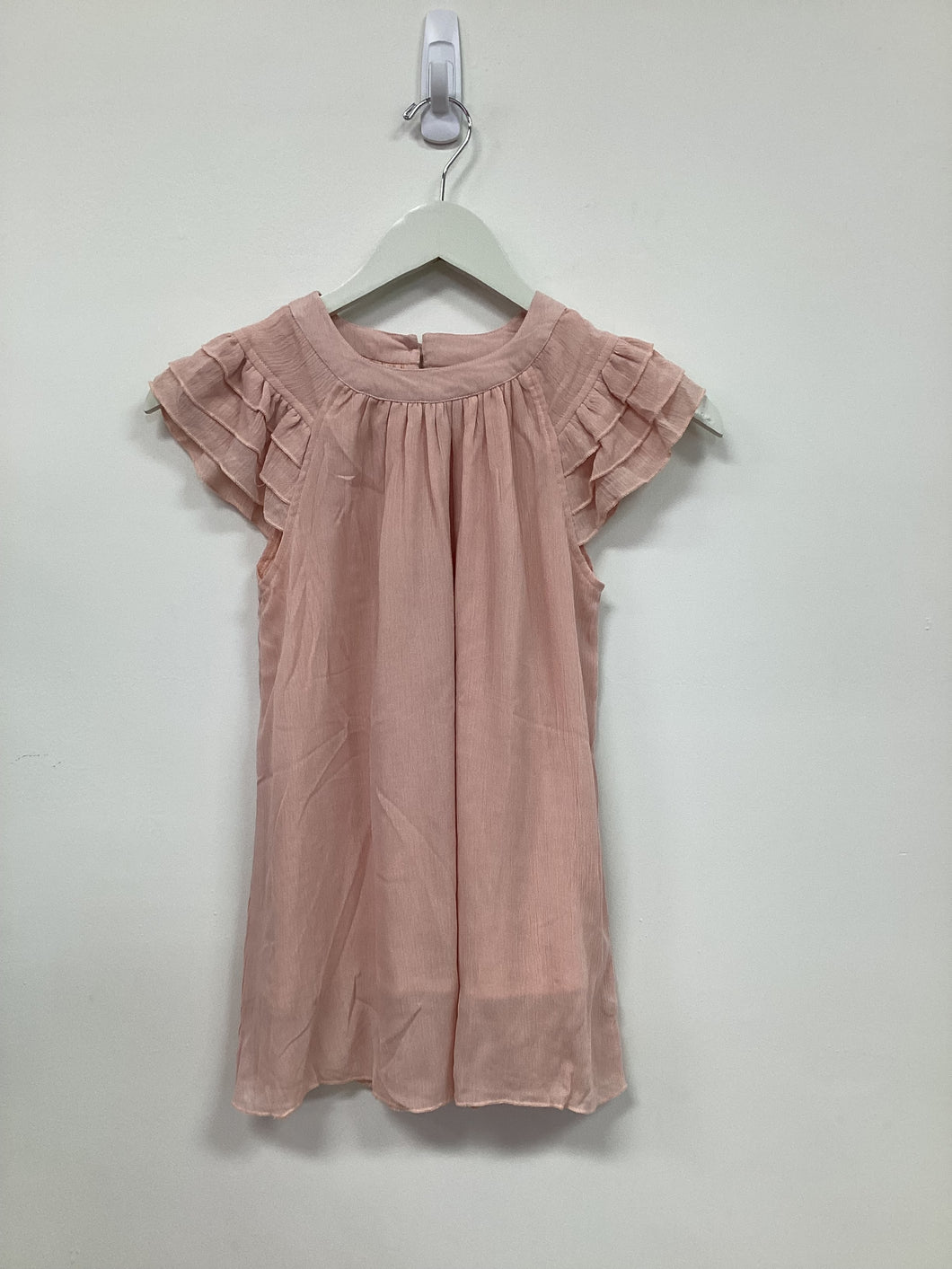Blush Ruffle Neck & Sleeve Dress