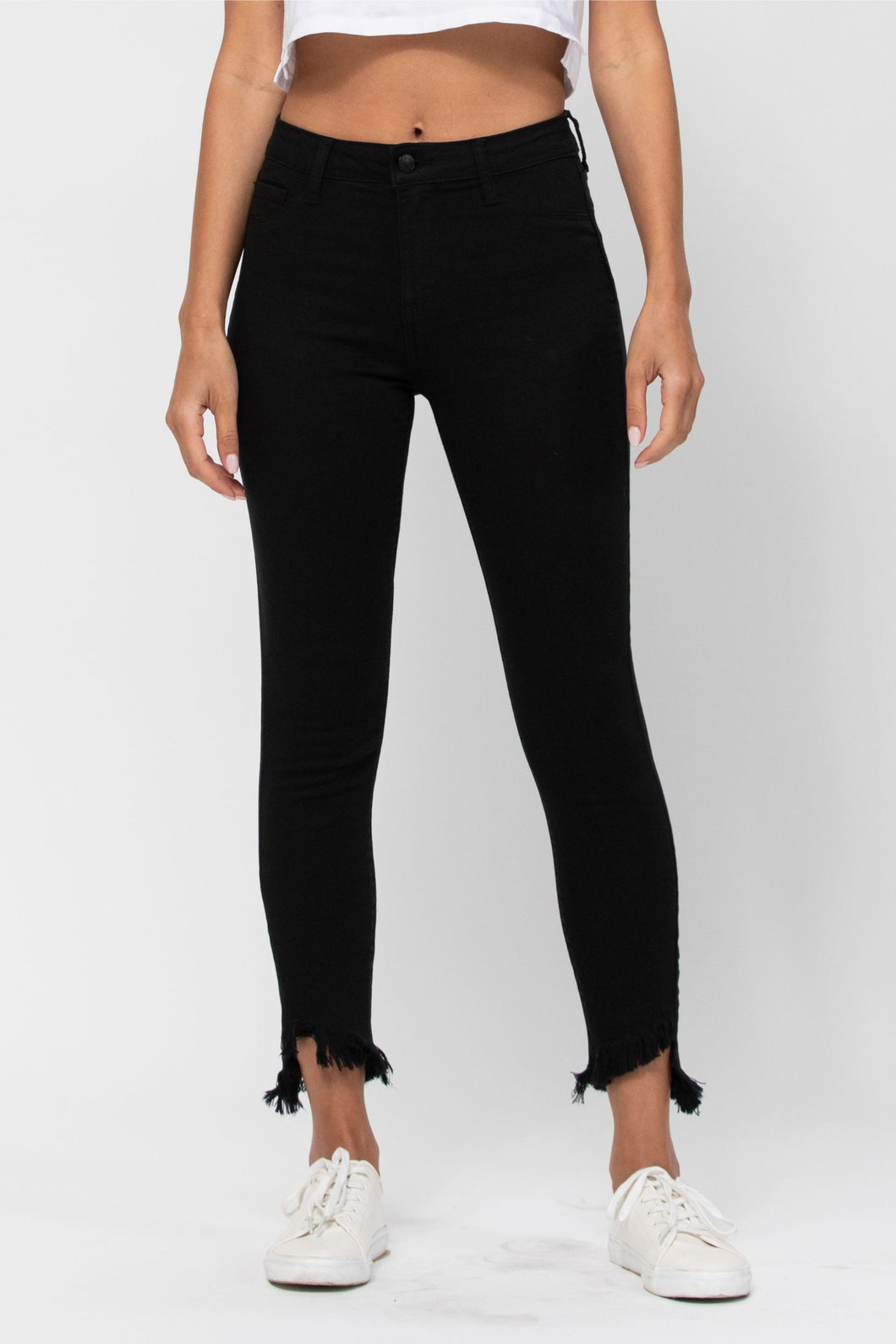 *Cello Teen Black Mid Rise Crop Skinny Jeans with Fray Hem