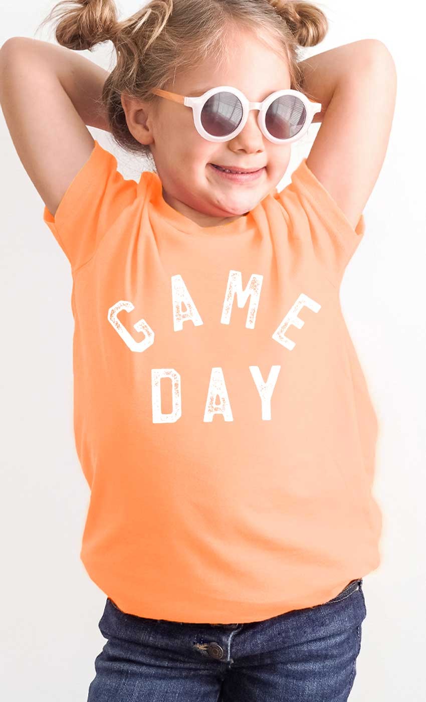 Kids by Kissed Apparel Vintage Game Day Kids Graphic Tee-Heather Cantalope..