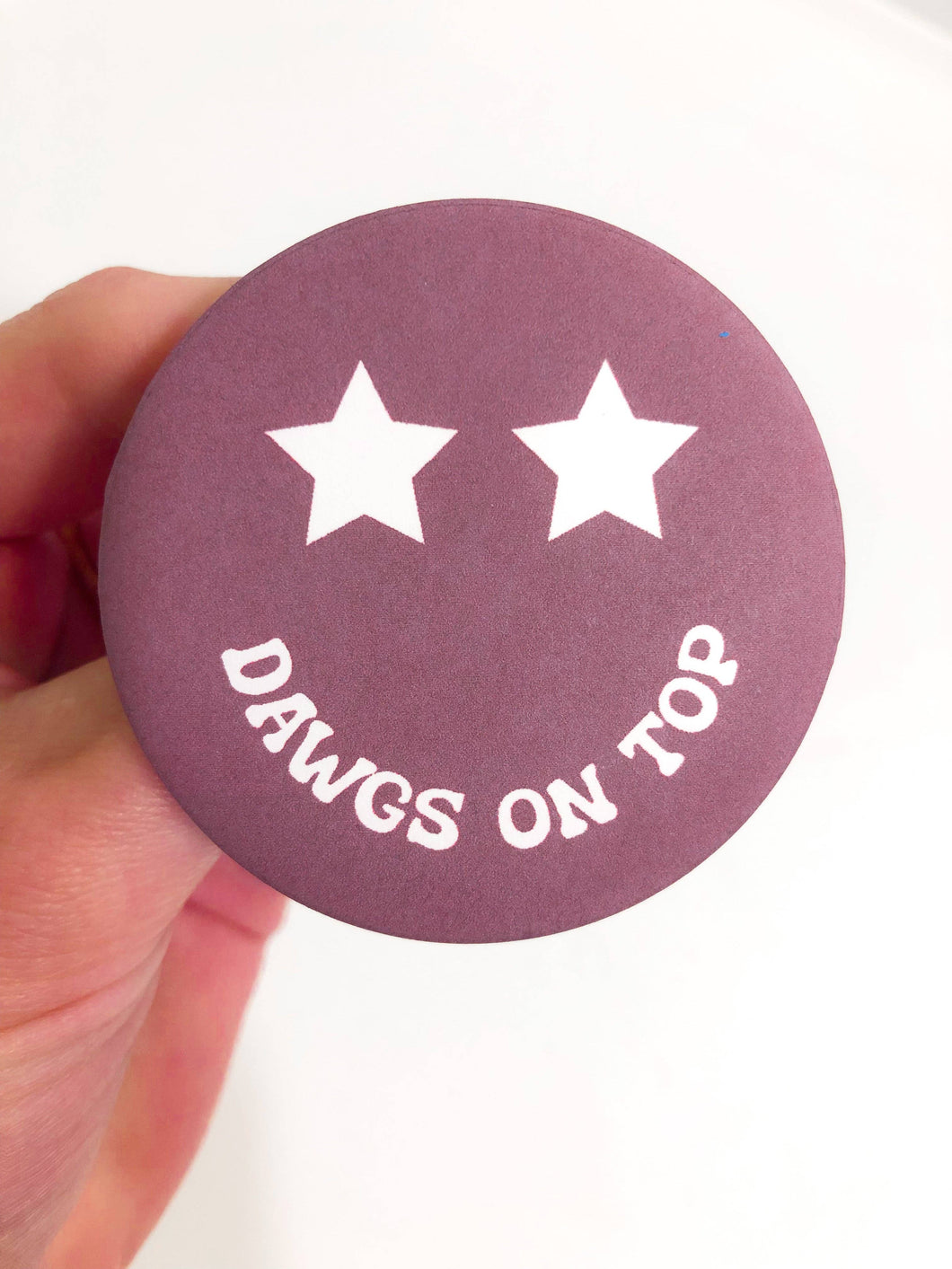 Dawgs on Top Smiley Button