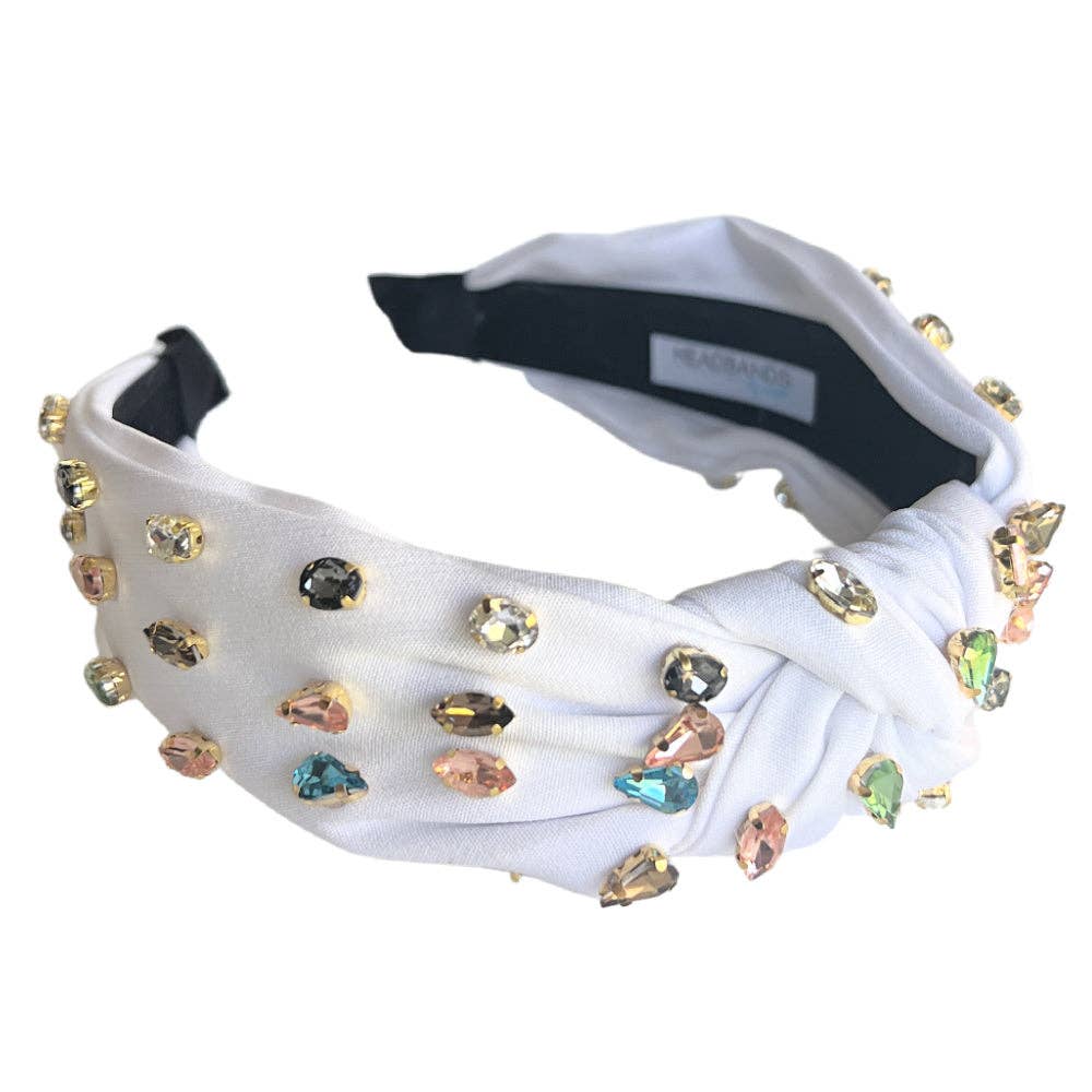 Traditional Knot Headband - White Gem