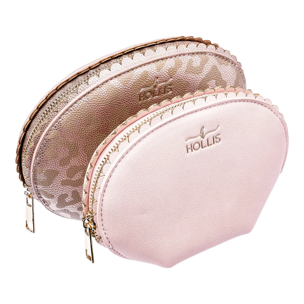 Hollis Large Scallop Zip Glam Bag-Leopard..
