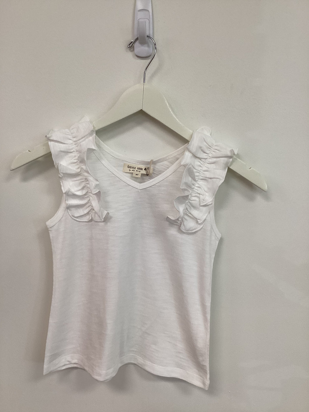 Forever Young White Ruffle Tank