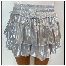 Load image into Gallery viewer, *Sparkle Ruffle Tiered Skort-Silver
