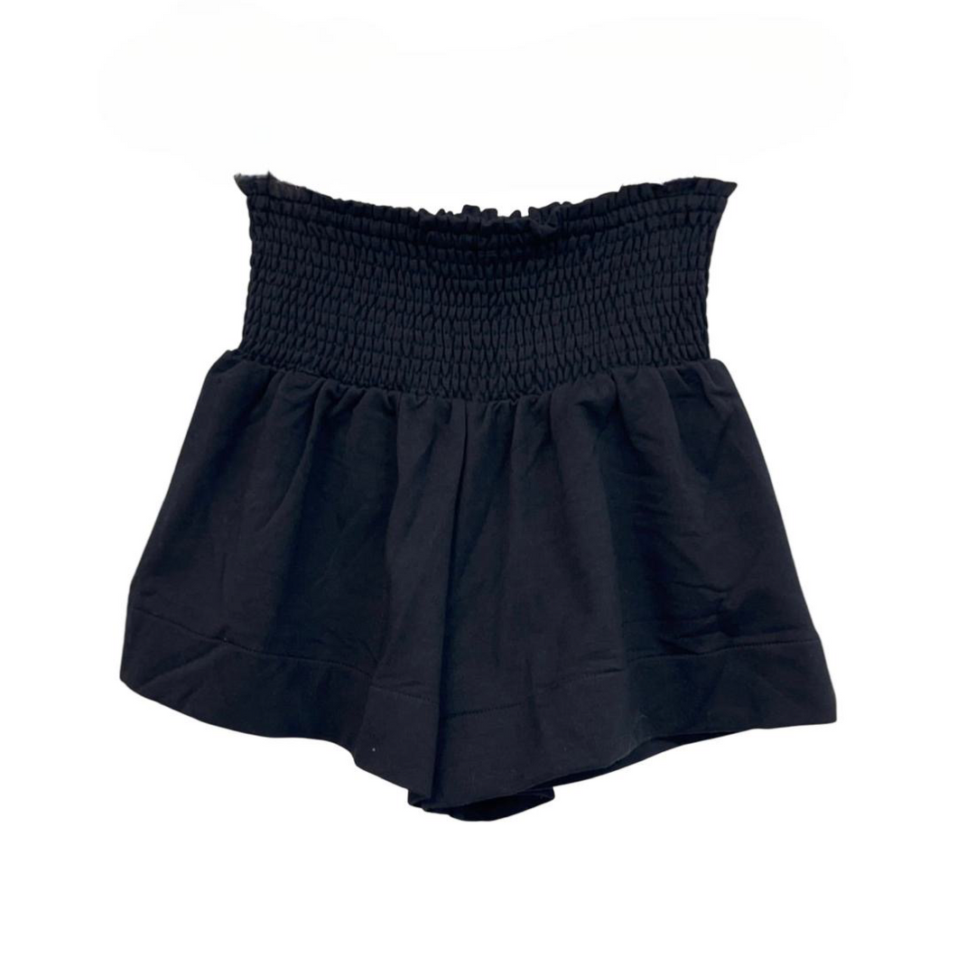 *Black Knit Smocked Waist Shorts
